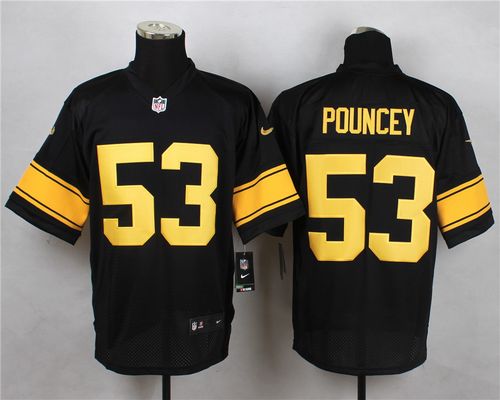 Nike Steelers #53 Maurkice Pouncey Black(Gold No.) Men's Stitched NFL Elite Jersey